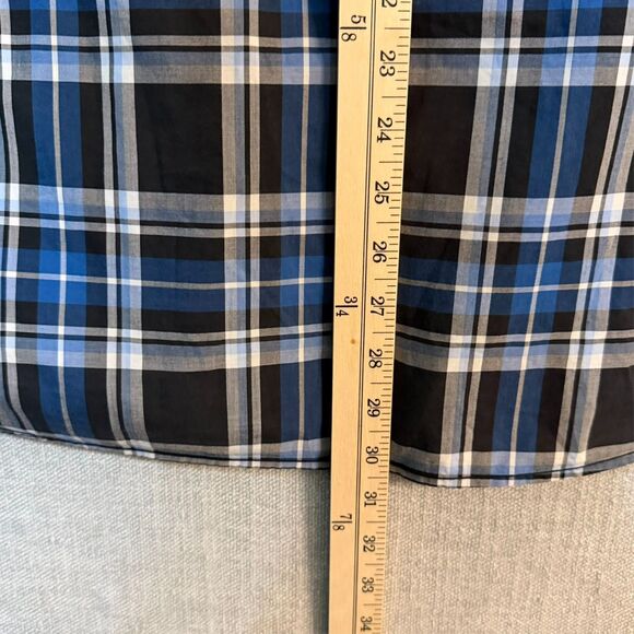 Lacoste Slim Fit Button Front Shirt Men 44 Large Blue Black Plaid Cotton Pockets - Picture 8 of 10